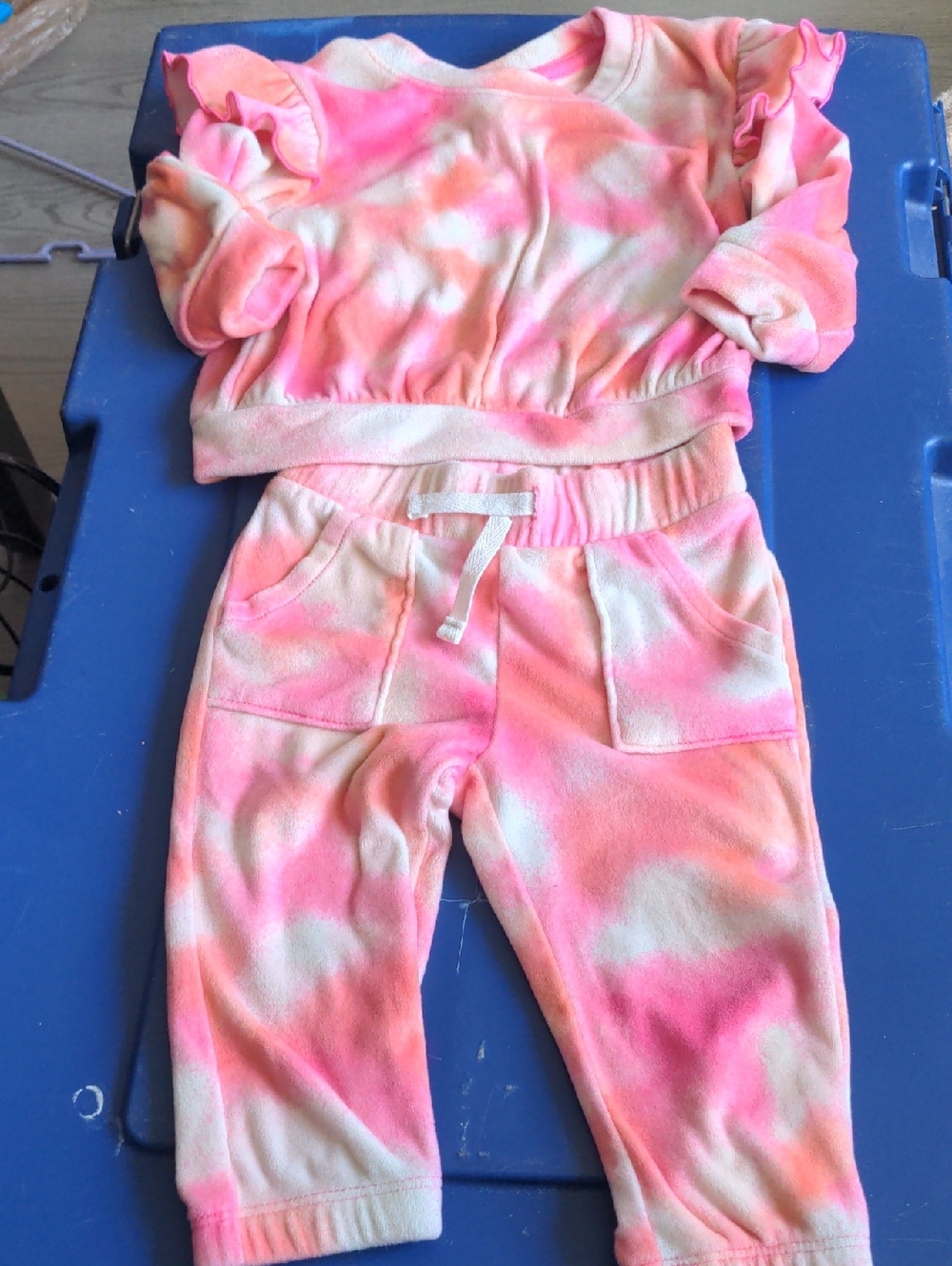 Cat & Jack Pink & Cream Tie-Dye Kids Sweat Set (12M)
